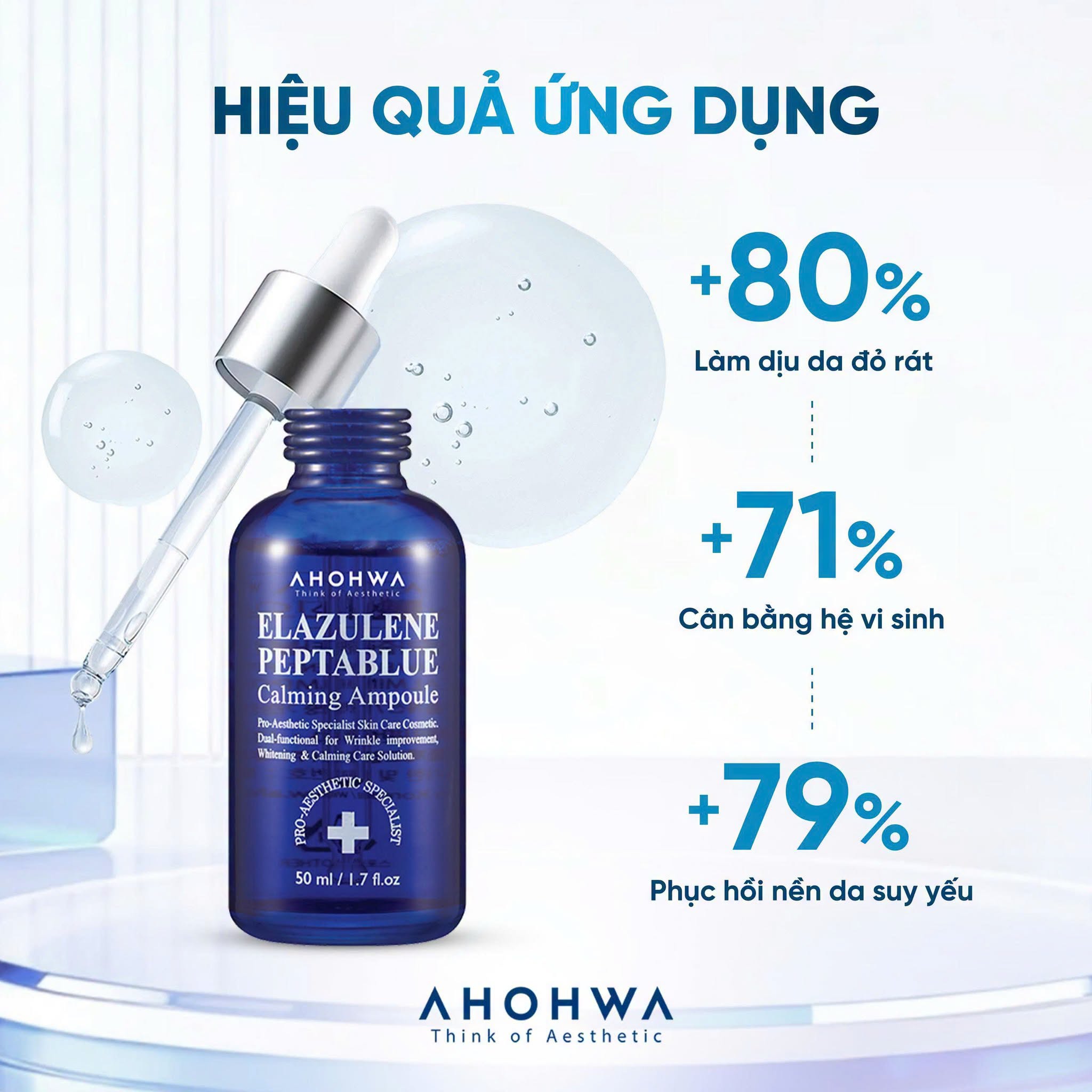 Tinh chất phục hồi trẻ hóa tế bào sinh học Ahohwa Elazulene Peptablue Calming Ampoule