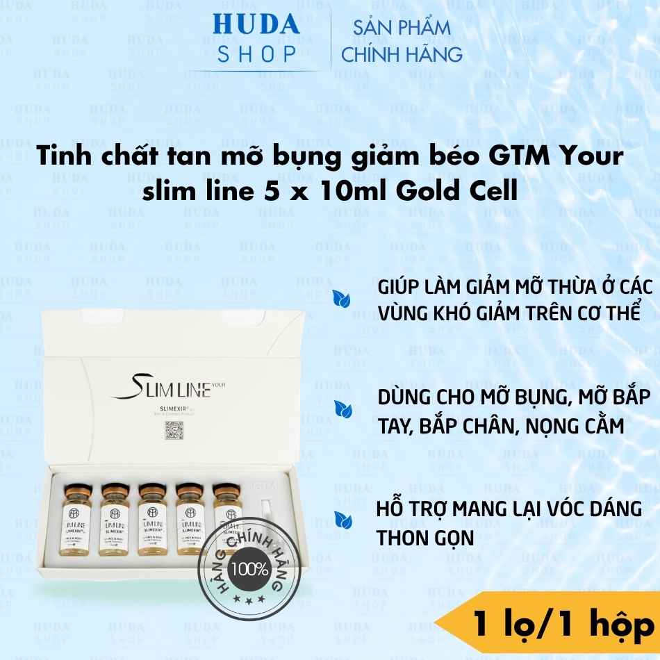 Tinh chất tan mỡ bụng giảm béo GTM Your slim line 5 x 10ml Gold Cell