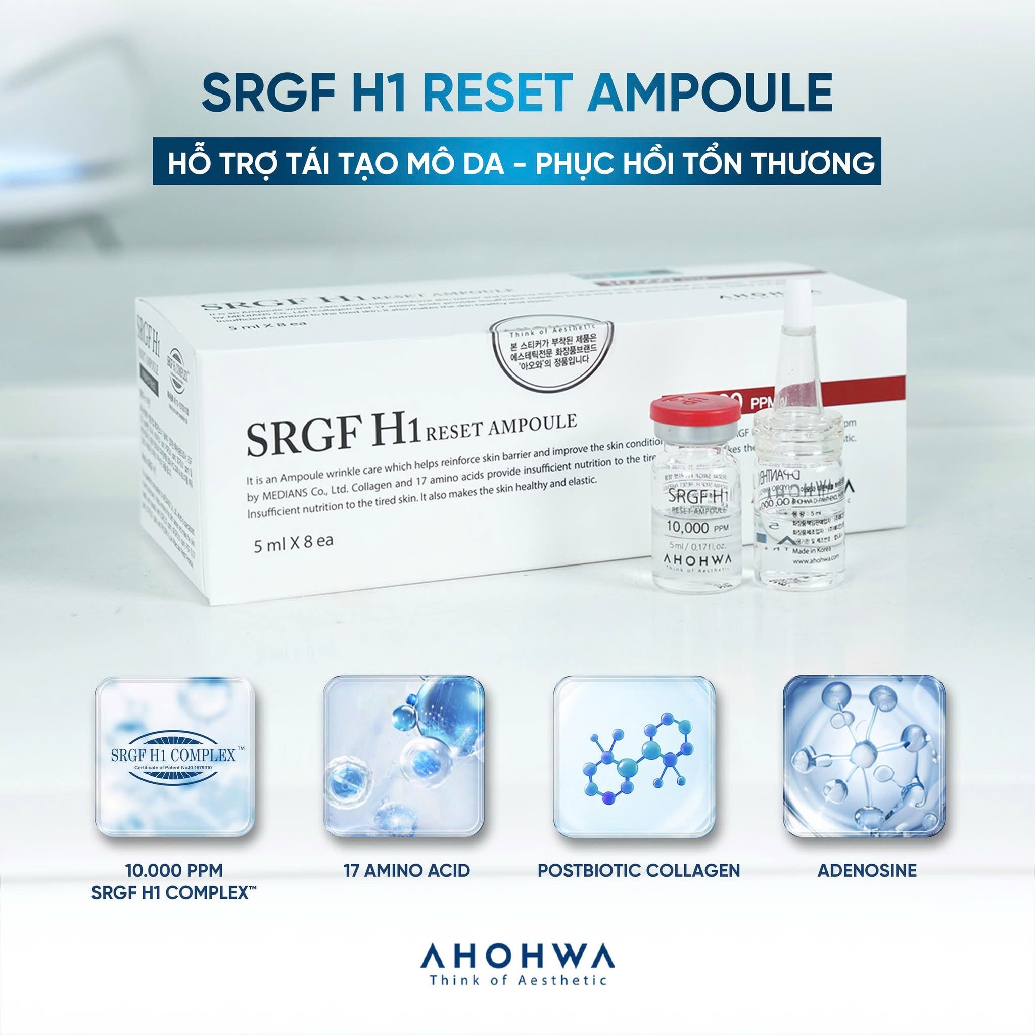 Tinh chất tăng trưởng tế bào gốc Ahohwa SRGF H1 Reset Ampoule
