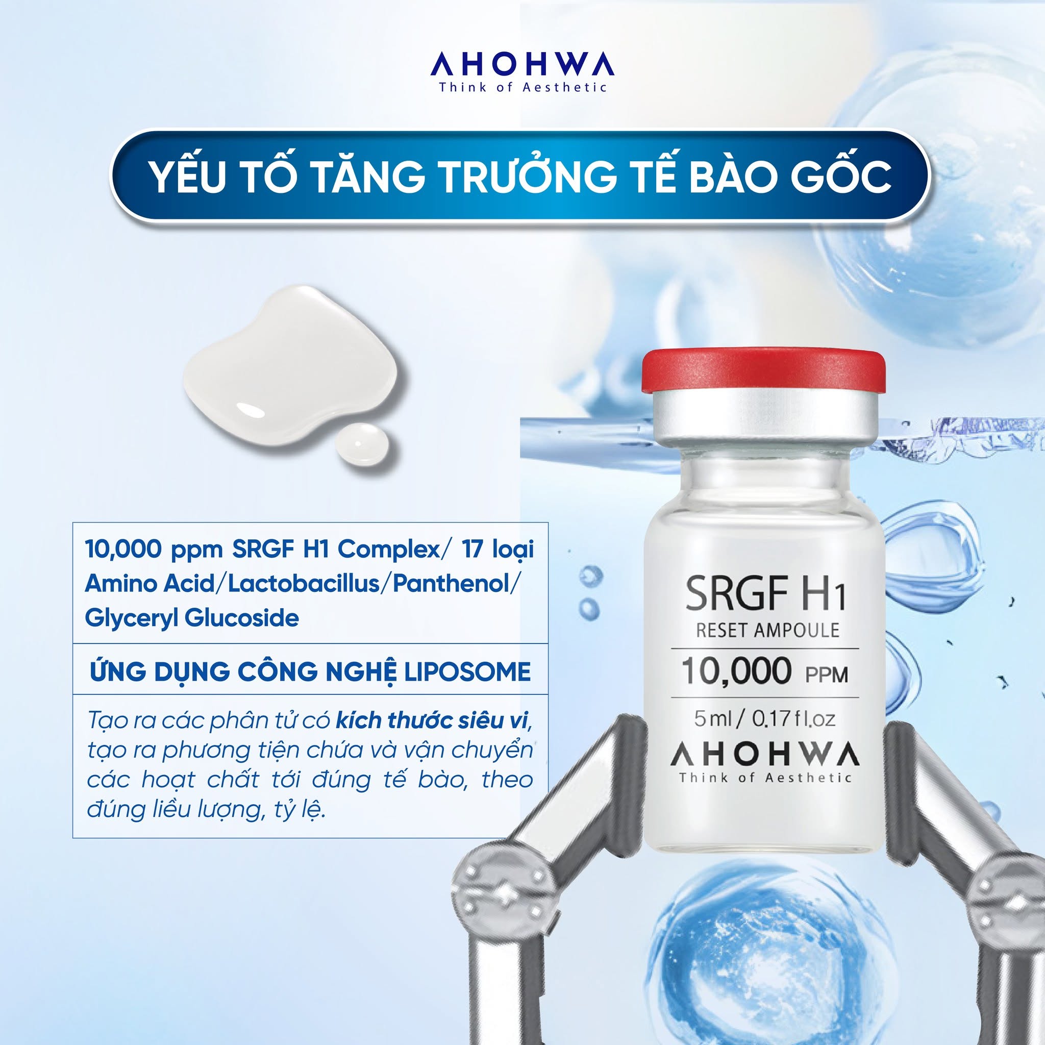Tinh chất tăng trưởng tế bào gốc Ahohwa SRGF H1 Reset Ampoule
