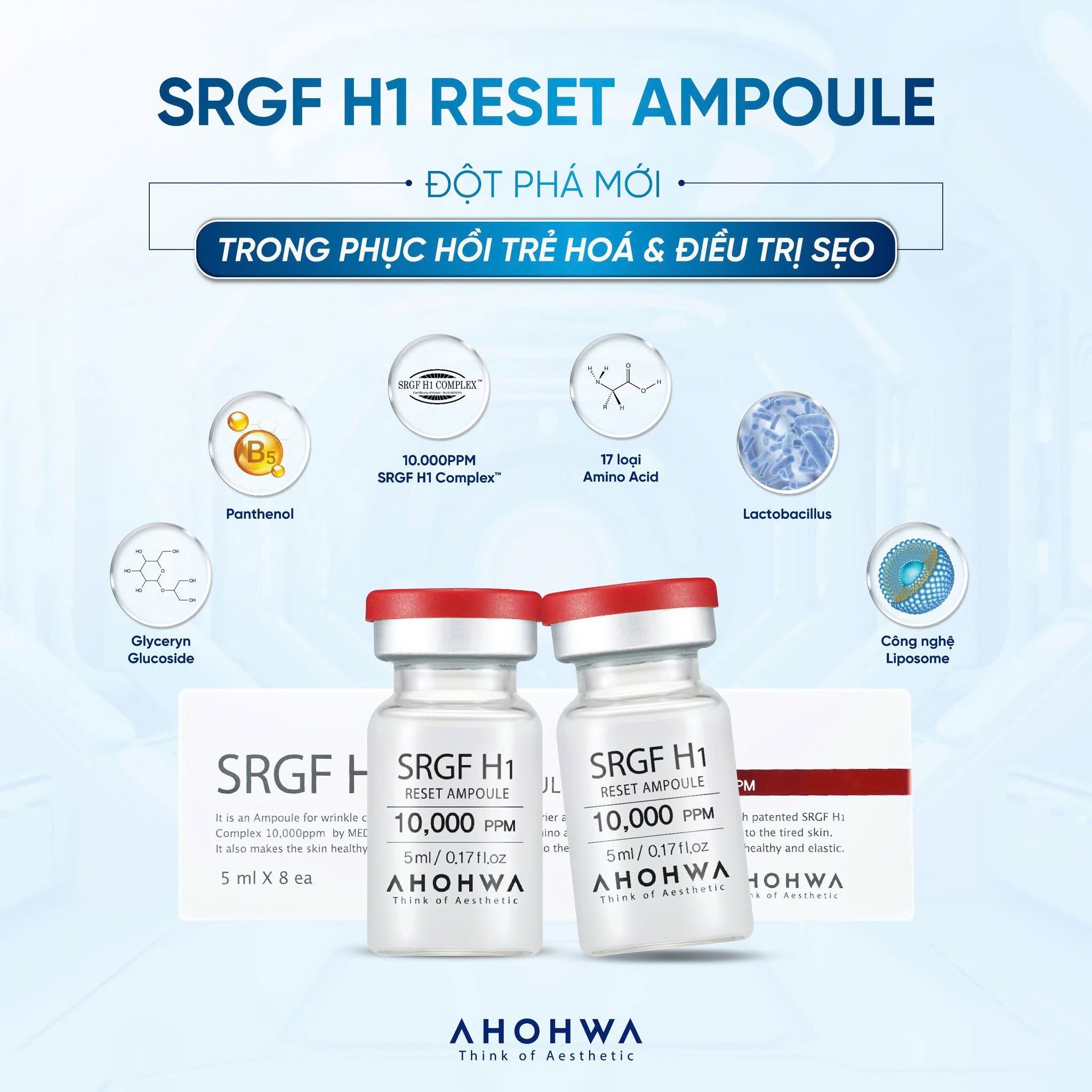 Tinh chất tăng trưởng tế bào gốc Ahohwa SRGF H1 Reset Ampoule