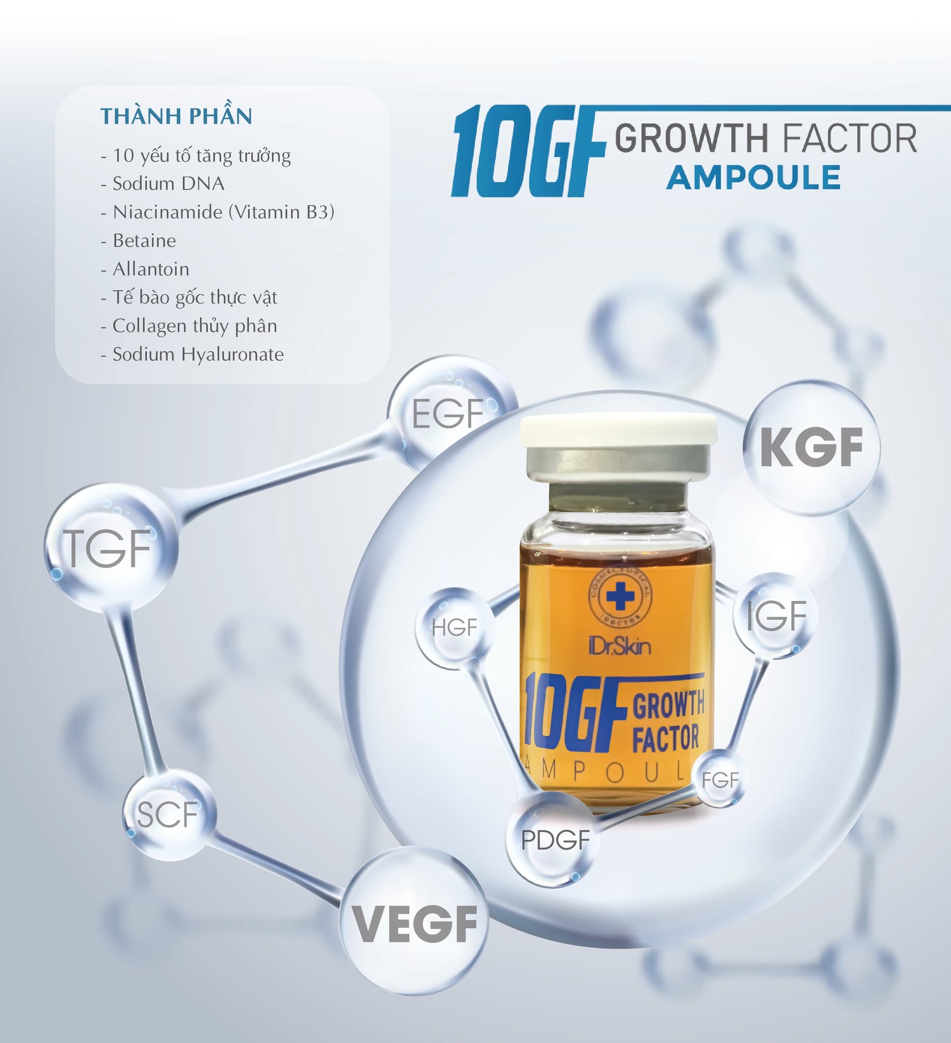 Tinh chất tế bào gốc hỗ trợ cải thiện sẹo rỗ iDr.Skin 10GF Growth Factor 10ml
