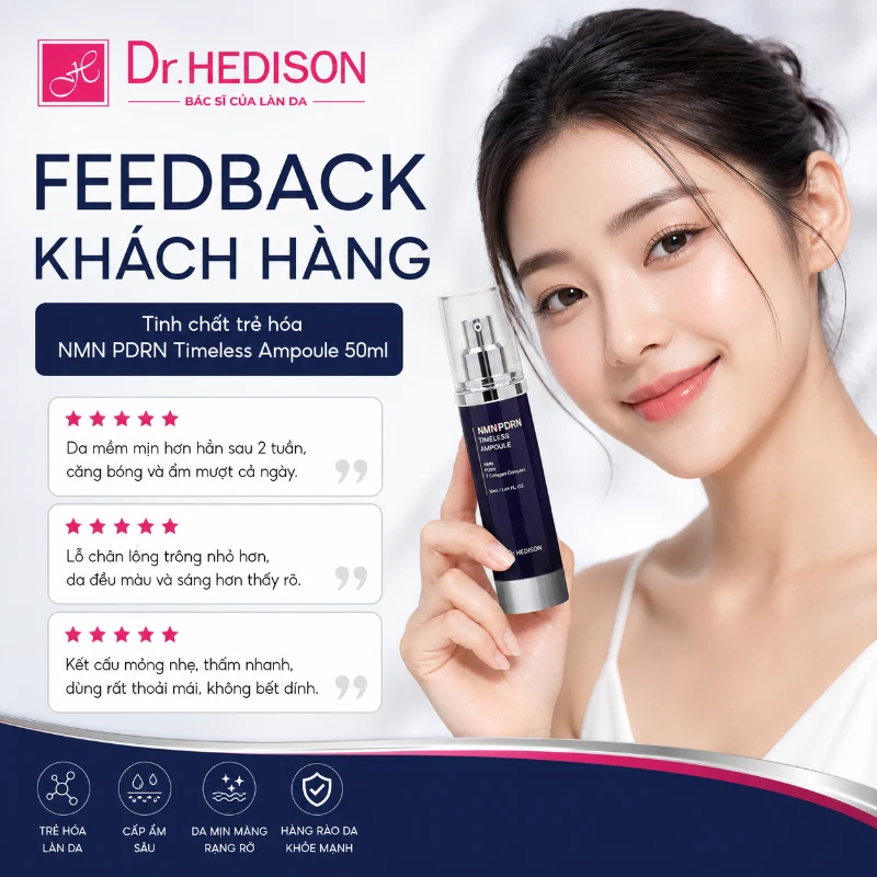Tinh chất trẻ hóa NMN PDRN Timeless Ampoule Dr.Hedison 50ml