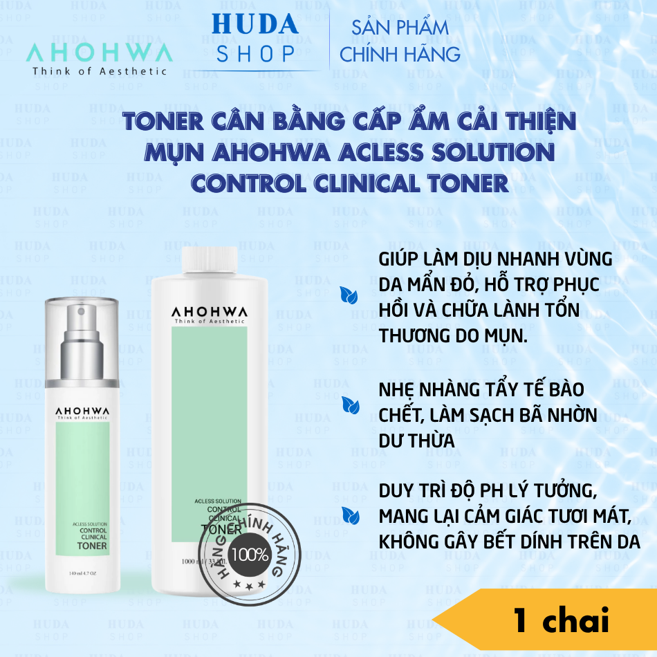 Toner cân bằng cấp ẩm cải thiện mụn Ahohwa Acless Solution Control Clinical Toner