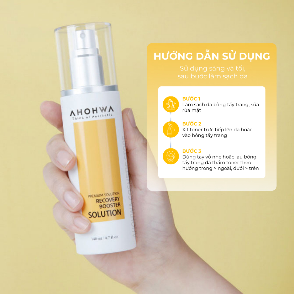 Toner cấp ẩm làm dịu da tức thì Ahohwa Premium Solution Recovery Booster Solution