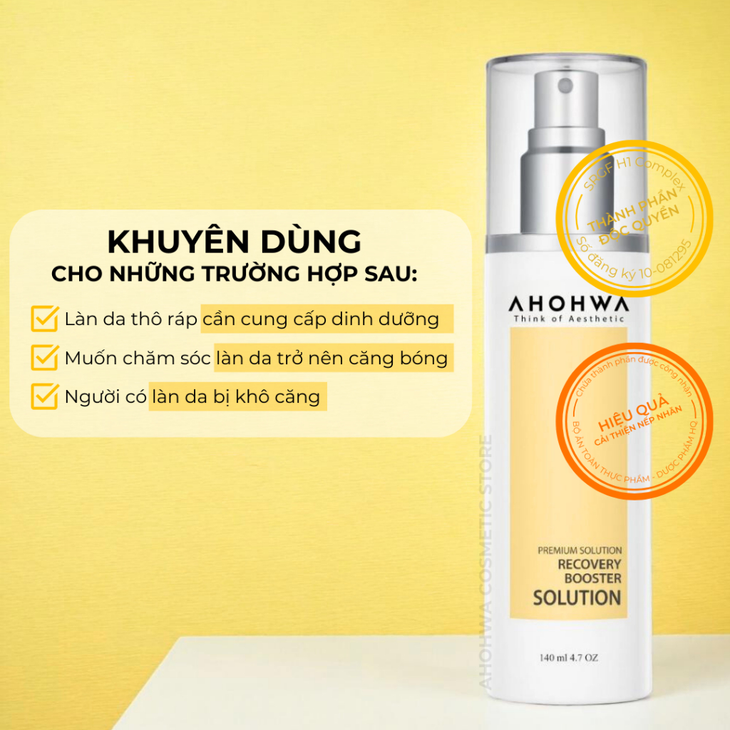 Toner cấp ẩm làm dịu da tức thì Ahohwa Premium Solution Recovery Booster Solution