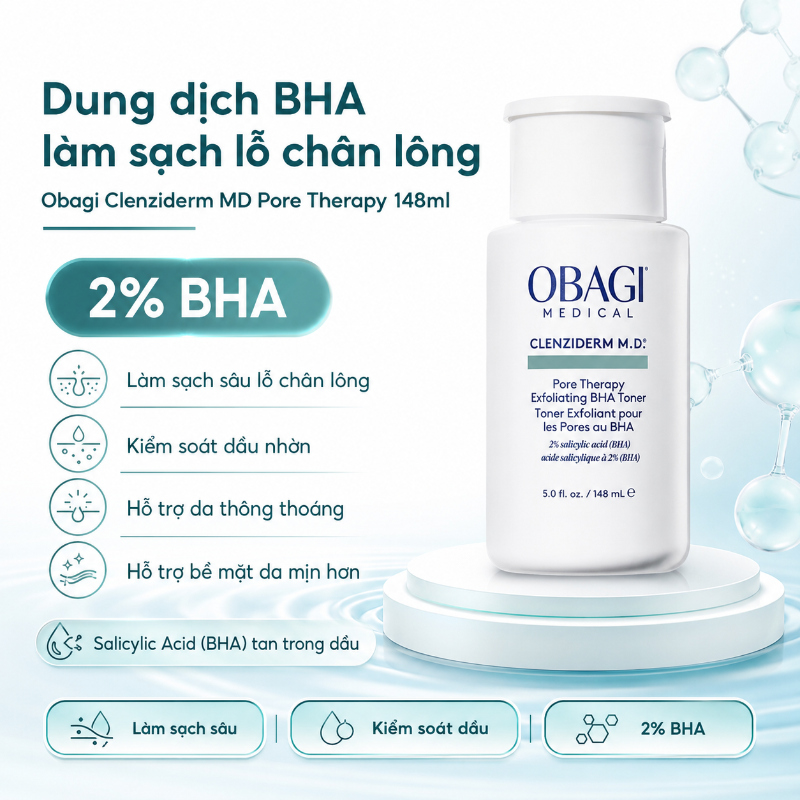 Toner tẩy da chết, ngừa mụn Obagi Clenziderm M.D. Exfoliating BHA Toner