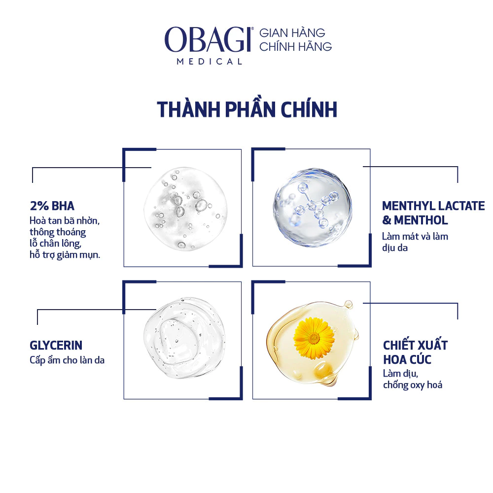Toner tẩy da chết, ngừa mụn Obagi Clenziderm M.D. Exfoliating BHA Toner