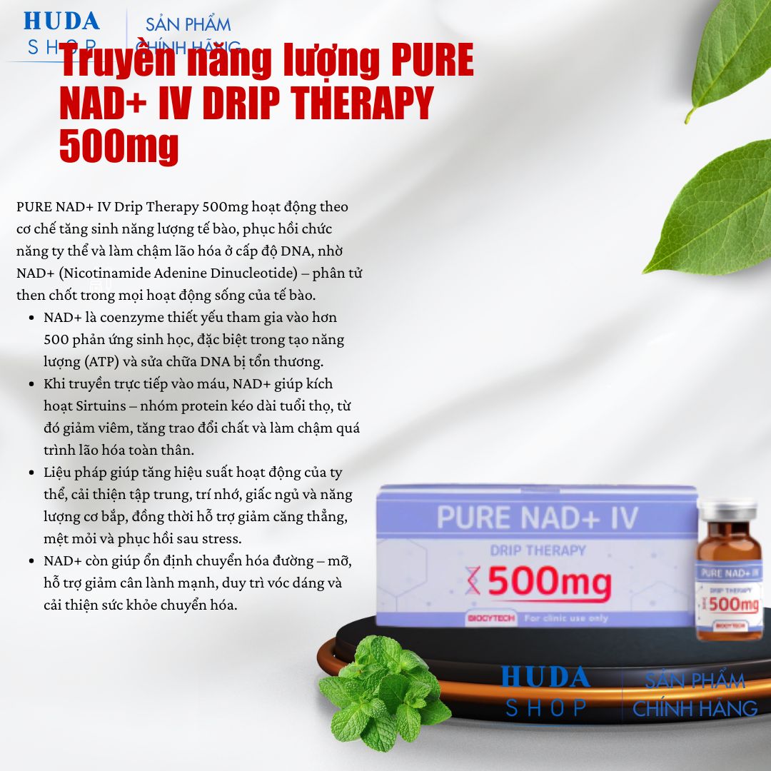 Truyền năng lượng PURE NAD+ IV DRIP THERAPY 500mg