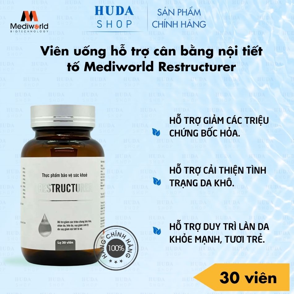 Viên Uống Restructurer Mediworld 30 Viên - Hỗ Trợ Cân Bằng Nội Tiết, Đẹp Da