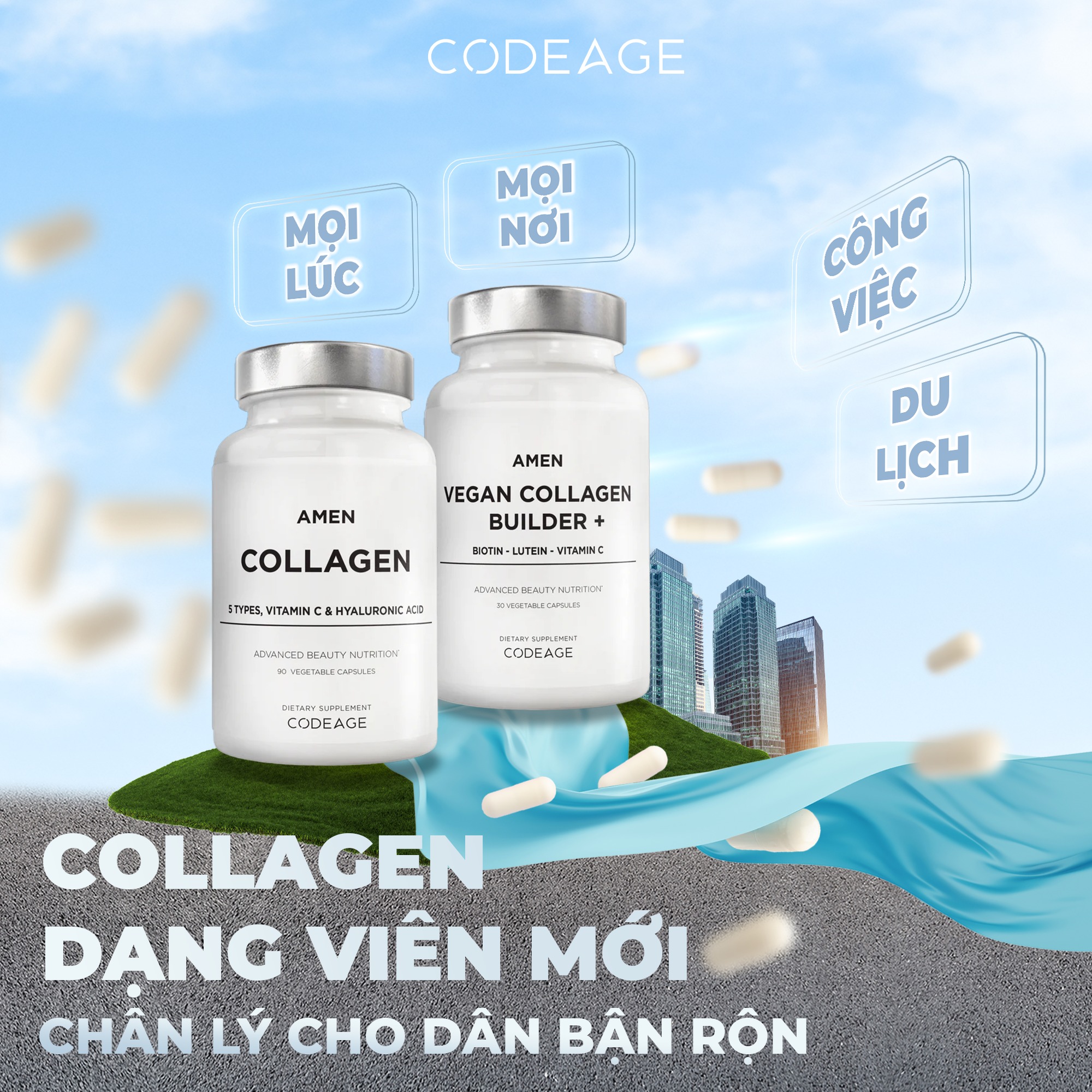 Viên uống Codeage Amen Collagen + Vitamin C + HA
