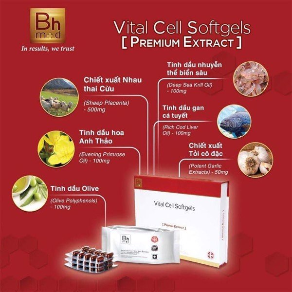 Viên uống Nhau Thai Cừu BHMed Vital Cell Softgels Premium Extract