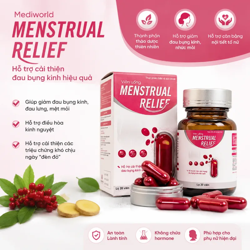 Viên uống giảm đau bụng kinh Mediworld Menstrual Relief