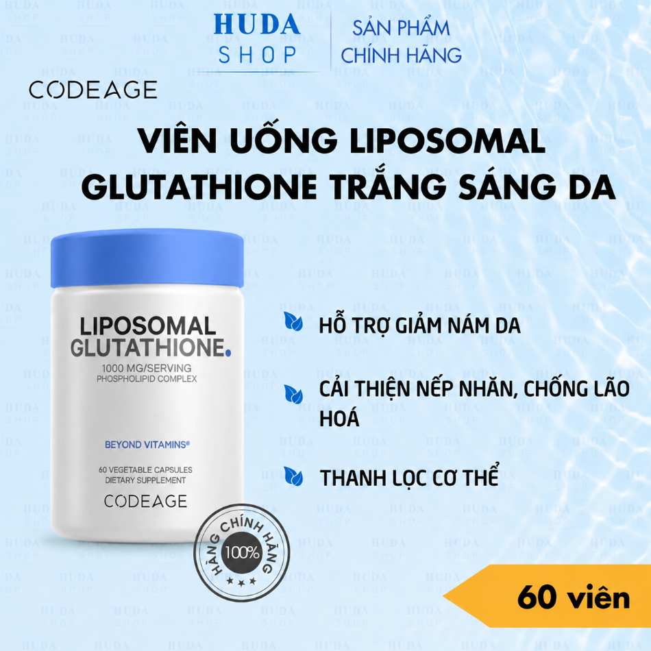 glutathione dạng uống Viên trắng da Codeage Liposomal 1000mg Tatiomax Gold Glutathione Whitening سيروم للعناية بالبشرة الشاحبة Option:30g