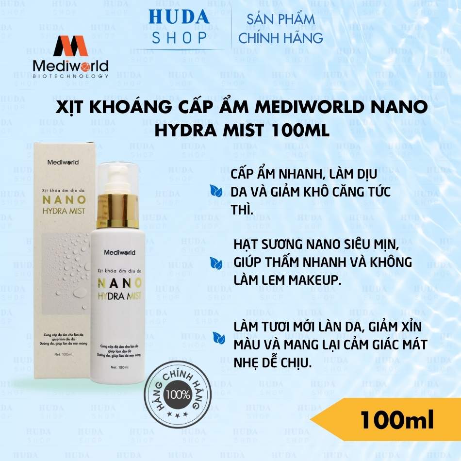 Xịt khoáng cấp ẩm MEDIWORLD NANO HYDRA MIST 100ml