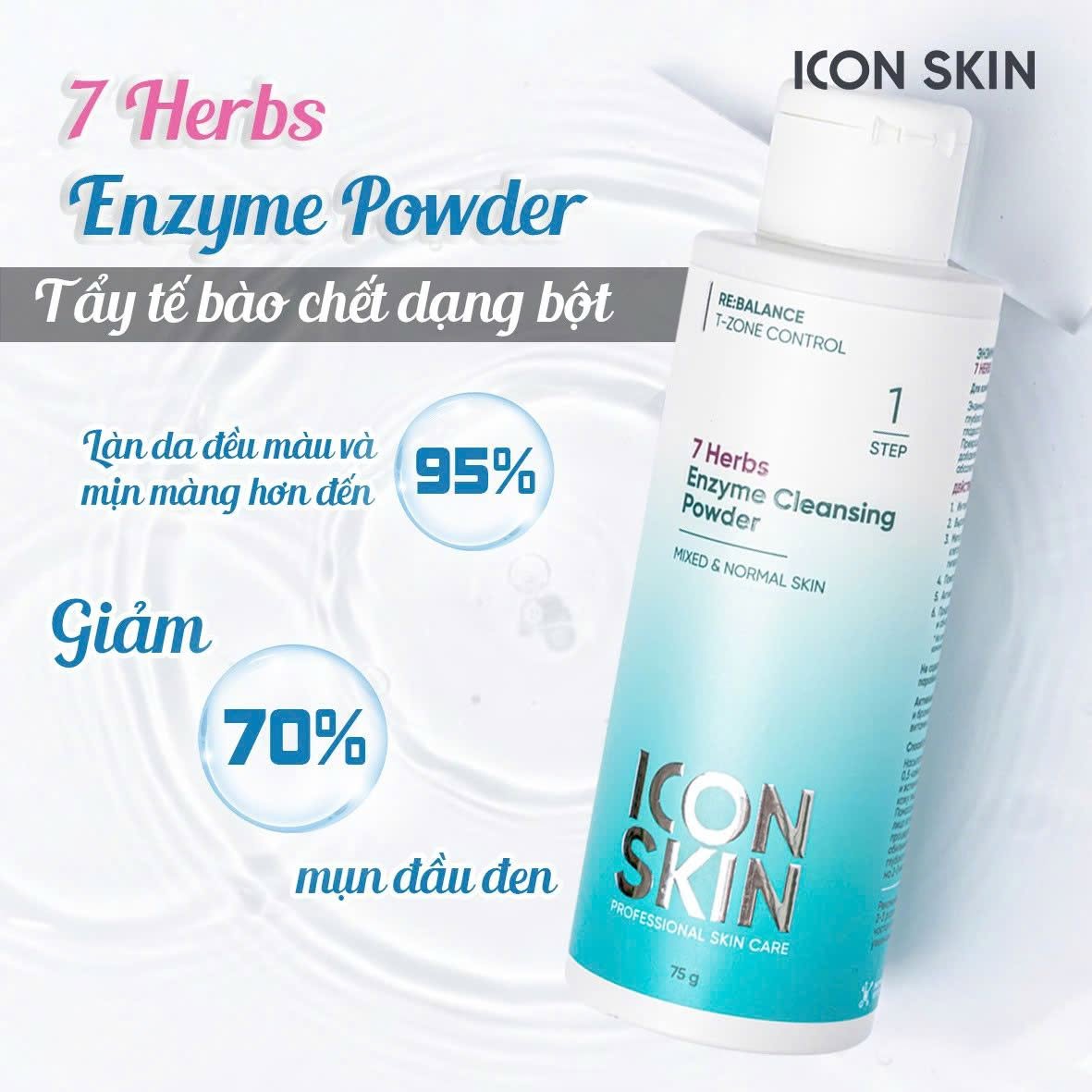 Bột tẩy da chết cho da dầu da, hỗn hợp Icon Skin 7 Herbs Enzyme Cleansing Powder.jpg