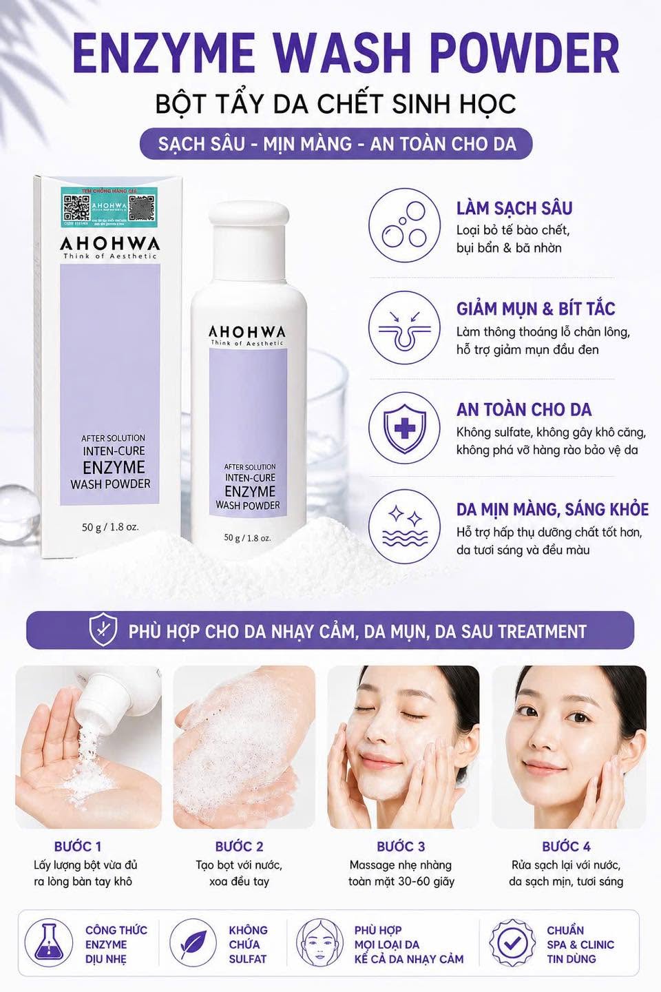 Bột tẩy da chết sinh học enzyme Ahohwa After Solution Inten-Cure Enzyme Wash Powder 3.jpg