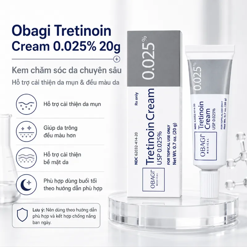Kem Hỗ Trợ Trị Mụn Làm Đều Màu Da Obagi Tretinoin 0.025% 20g Chính Hãng 3.webp
