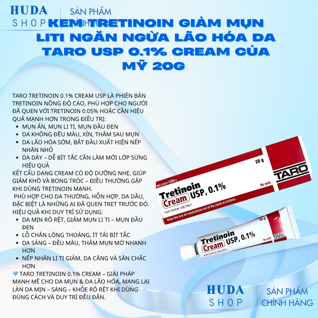 Kem-Tretinoin-giam-mun-liti-ngan-ngua-lao-hoa-da-Taro-Usp-0-1-cream-cua-My-20g_Kem Tretinoin giảm mụn liti ngăn ngừa lão hóa da Taro Usp 0.1% cream của Mỹ 20g.png