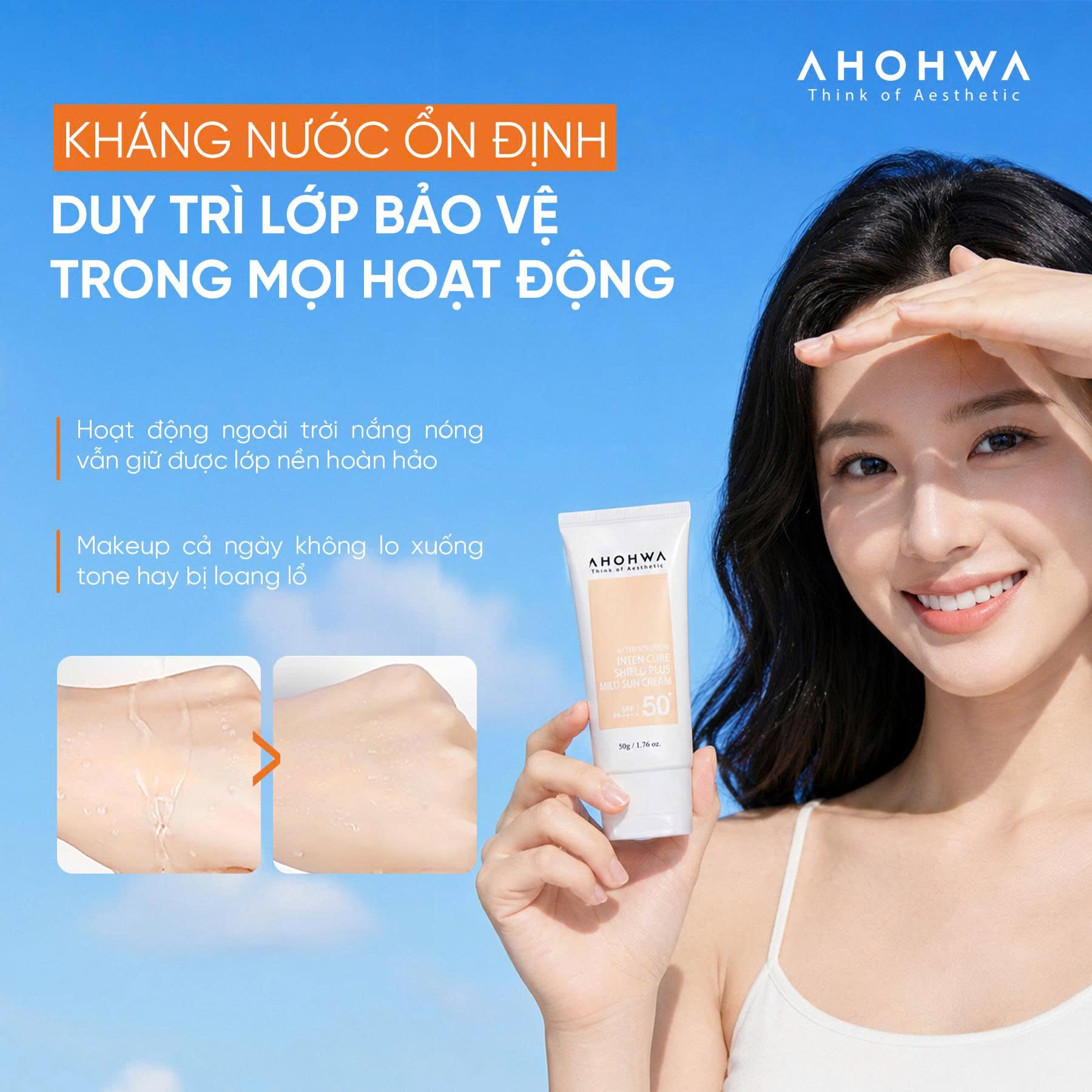 Kem chống nắng hiệu chỉnh sắc tố X5 bảo vệ da Ahohwa After Solution Inten Cure Shield Plus Mild Sun Cream 11.jpg