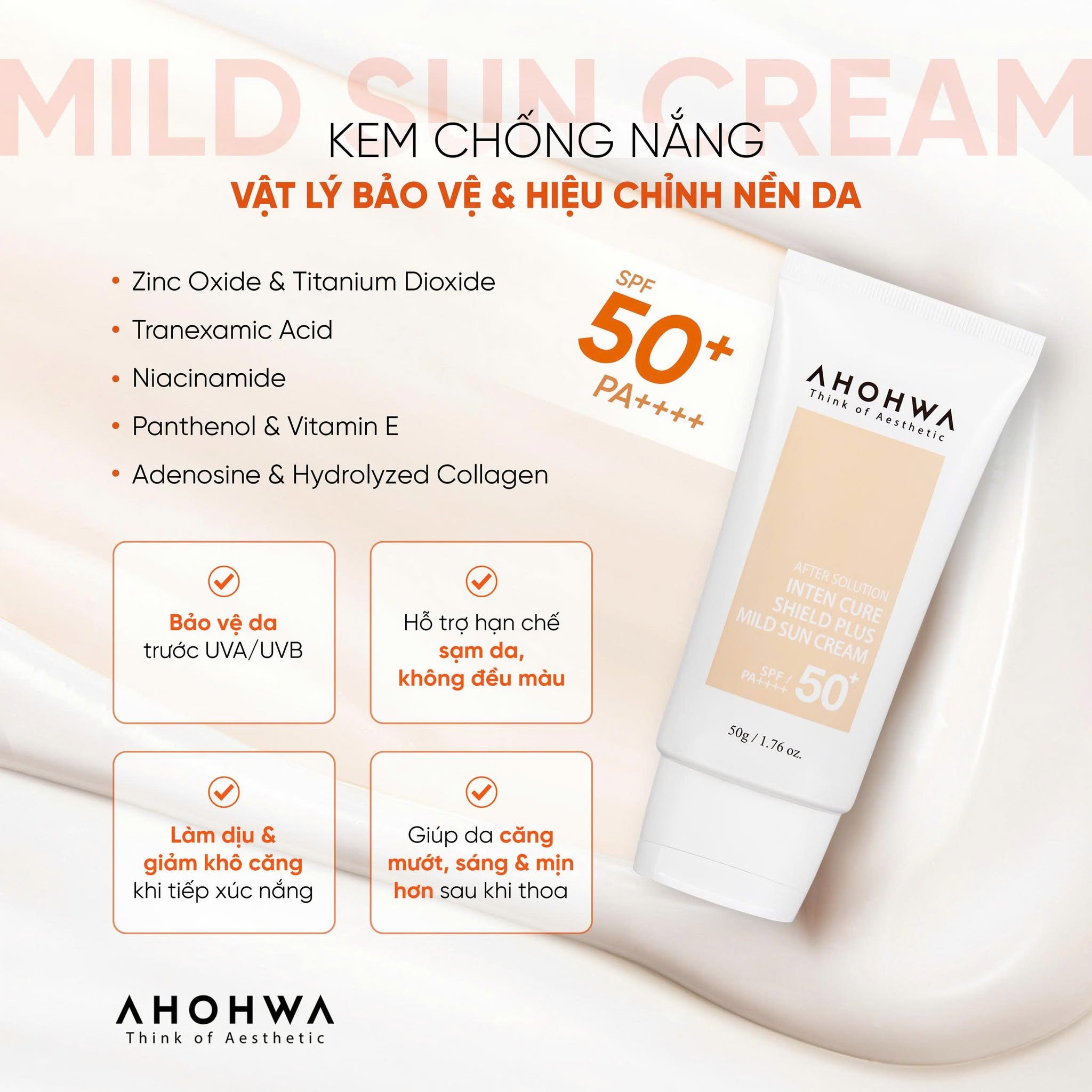 Kem chống nắng hiệu chỉnh sắc tố X5 bảo vệ da Ahohwa After Solution Inten Cure Shield Plus Mild Sun Cream 2.jpg