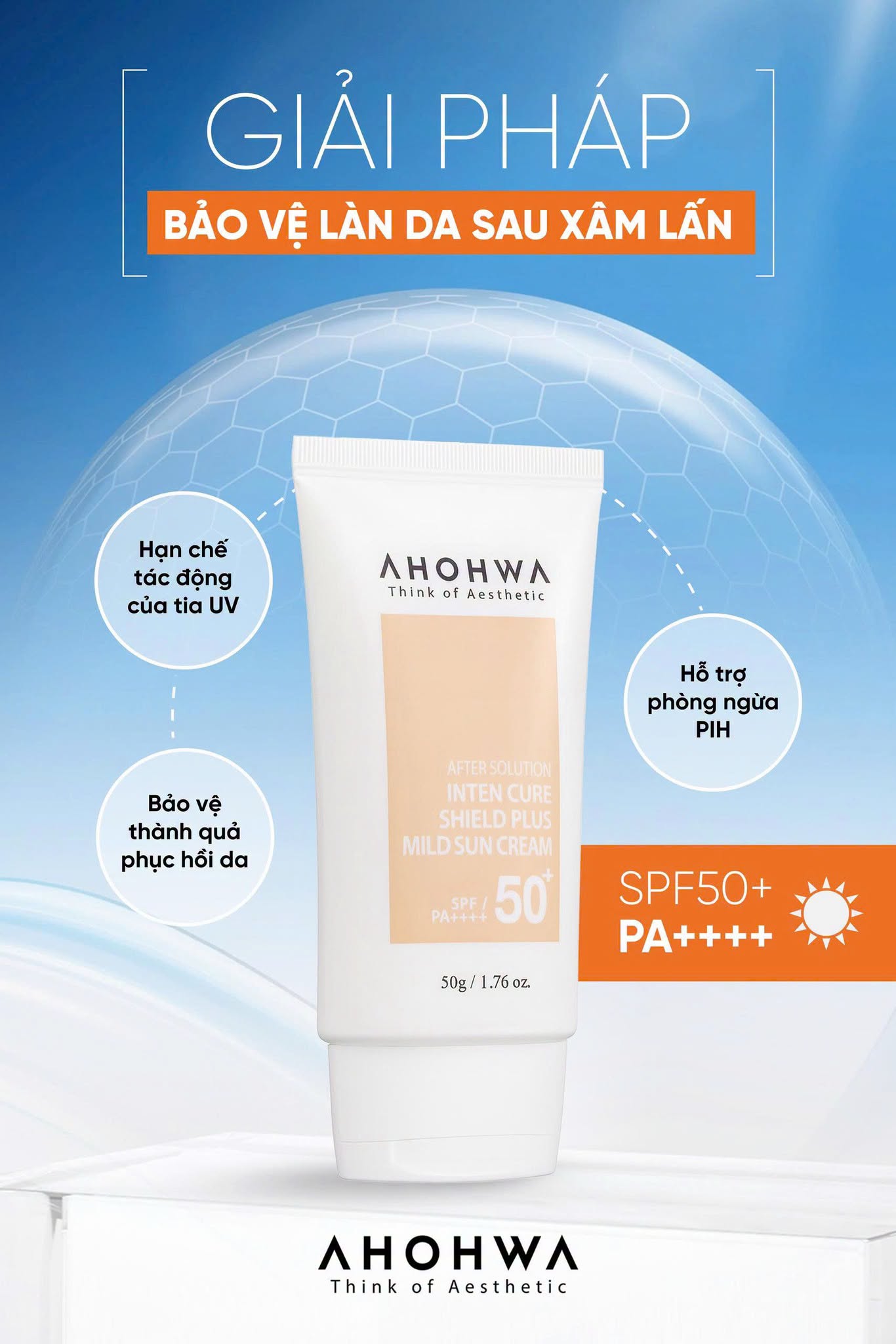 Kem chống nắng hiệu chỉnh sắc tố X5 bảo vệ da Ahohwa After Solution Inten Cure Shield Plus Mild Sun Cream 10.jpg