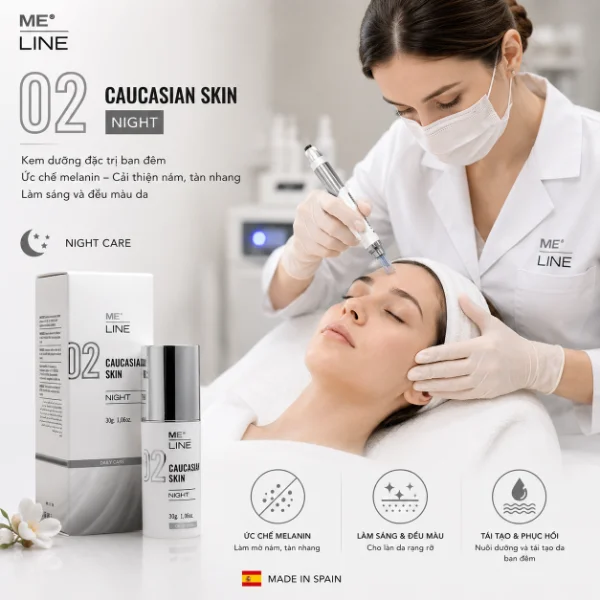 Kem điều trị nám, mụn viêm, thâm mụn Meline 02 Caucasian Skin Night 5.webp