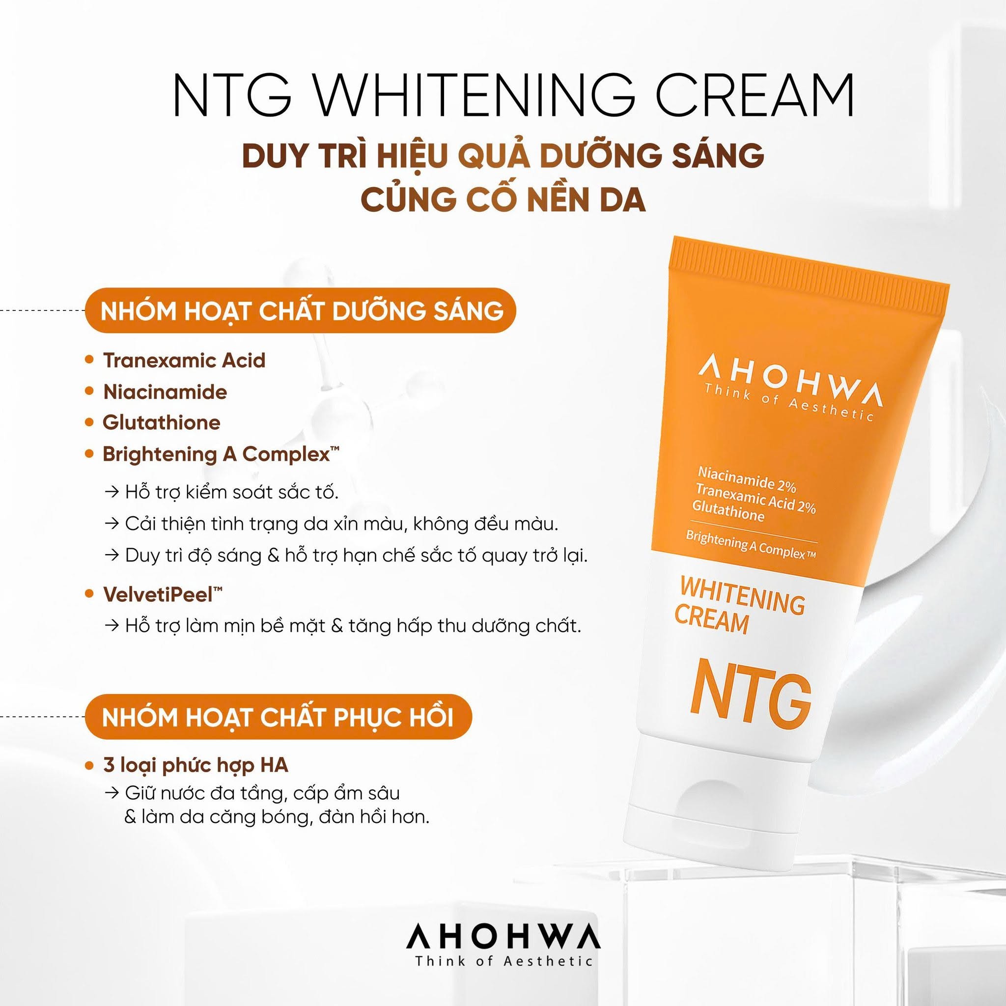 Kem dưỡng trắng giảm sạm nám tàn nhang da Ahohwa Whitening Cream NTG.jpg