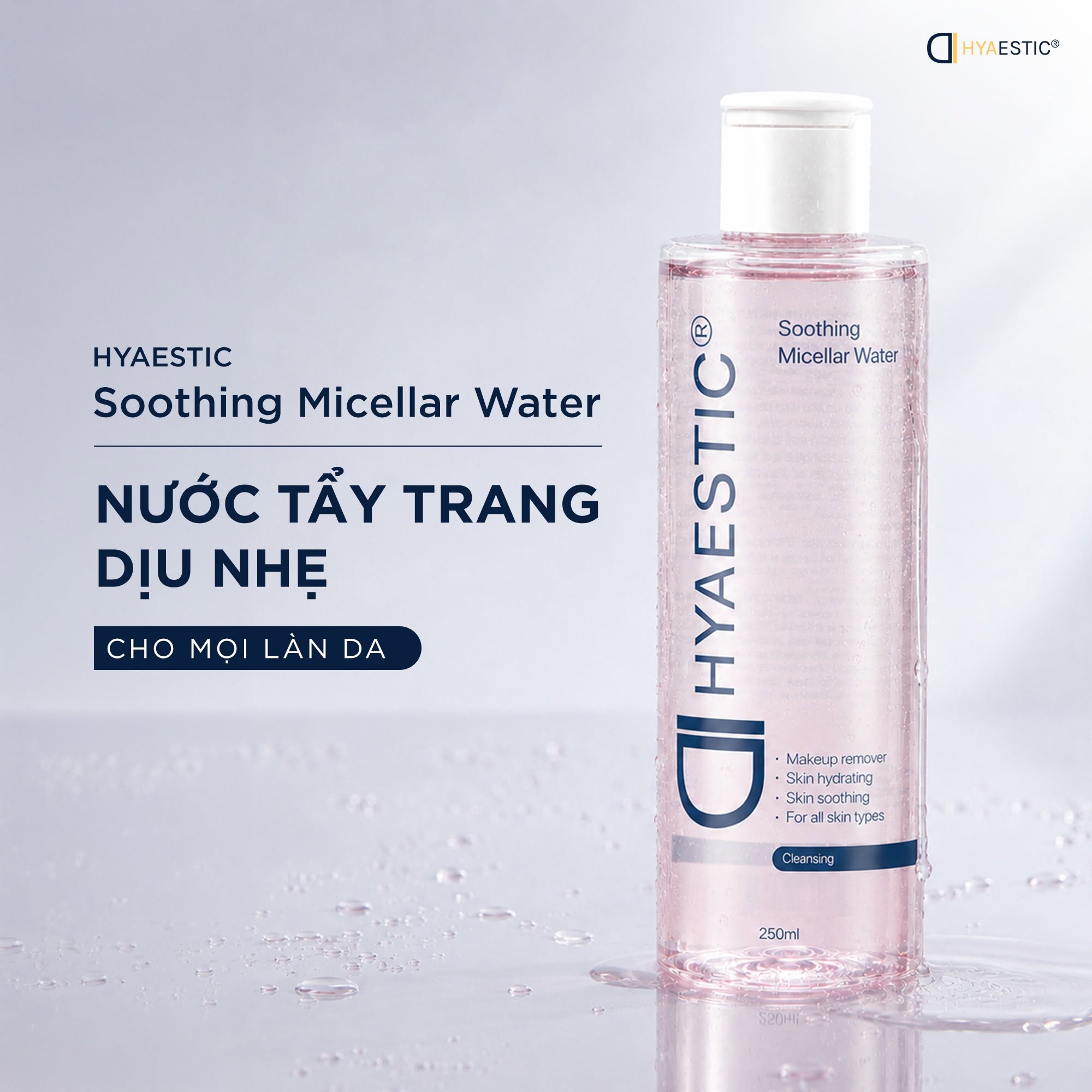 Nước tẩy trang dịu nhẹ cho da nhạy cảm & dễ lên mụn Hyaestic Soothing Micellar Water.jpg