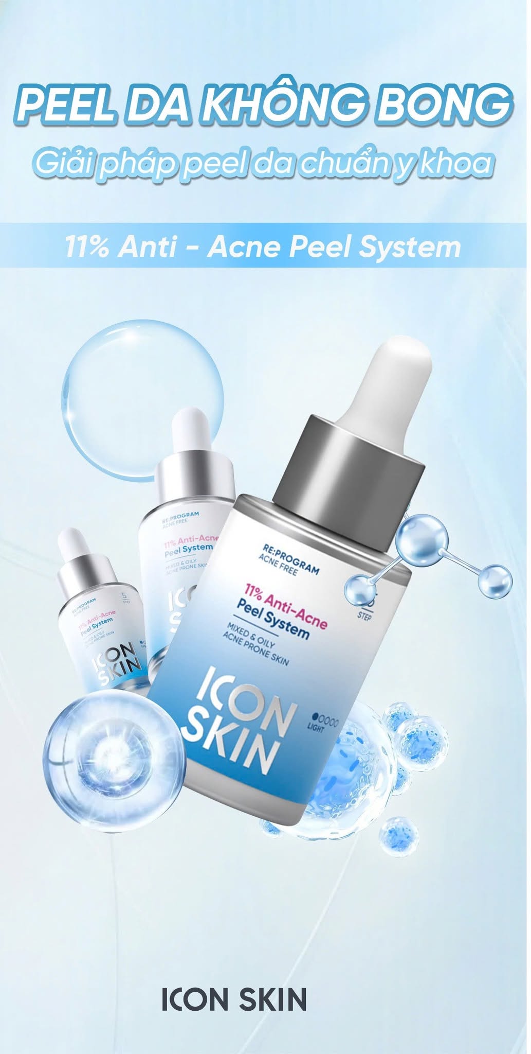 Peel da không bong cho da nhiễm corticoid, da nhạy cảm Icon Skin 11% Anti-Acne Peel System 1.jpg