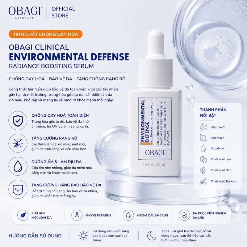 Tinh Chất Chống Oxy Hóa Obagi Clinical Environmental Defense Radiance Boosting Serum 30ml – Dưỡng Ẩm, Tăng Độ Rạng Rỡ.webp