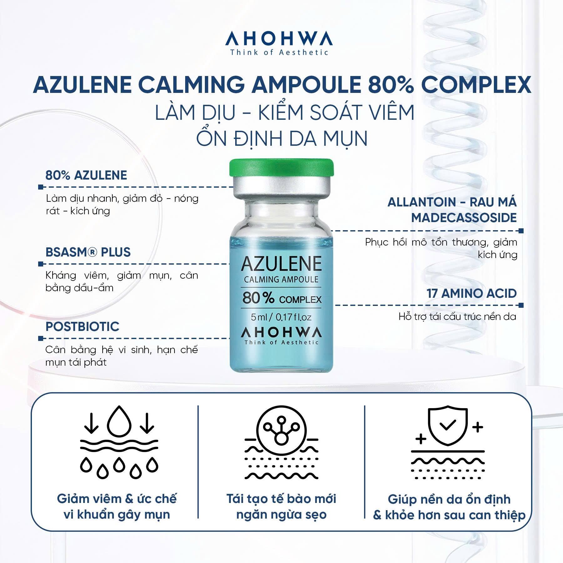 Tế bào gốc kháng viêm phục hồi tái tạo da mụn Ahohwa Azulene Calming Ampoule 80% 8.jpg