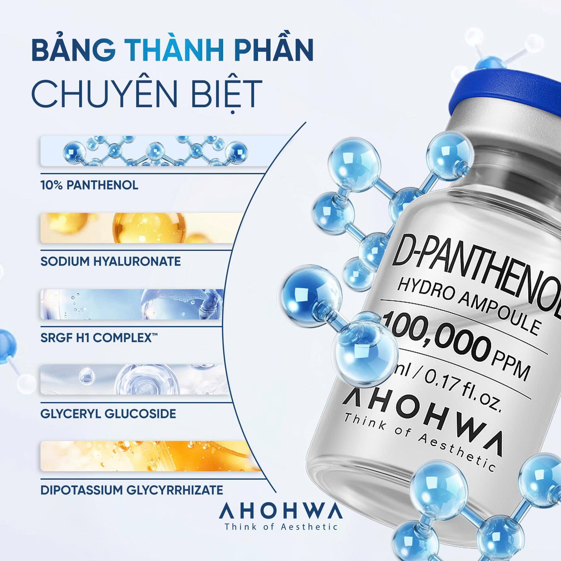 Tế bào gốc kháng viêm phục hồi tái tạo da nhạy cảm sau xâm lấn Ahohwa D-Panthenol Hydro Ampoule 14.jpg
