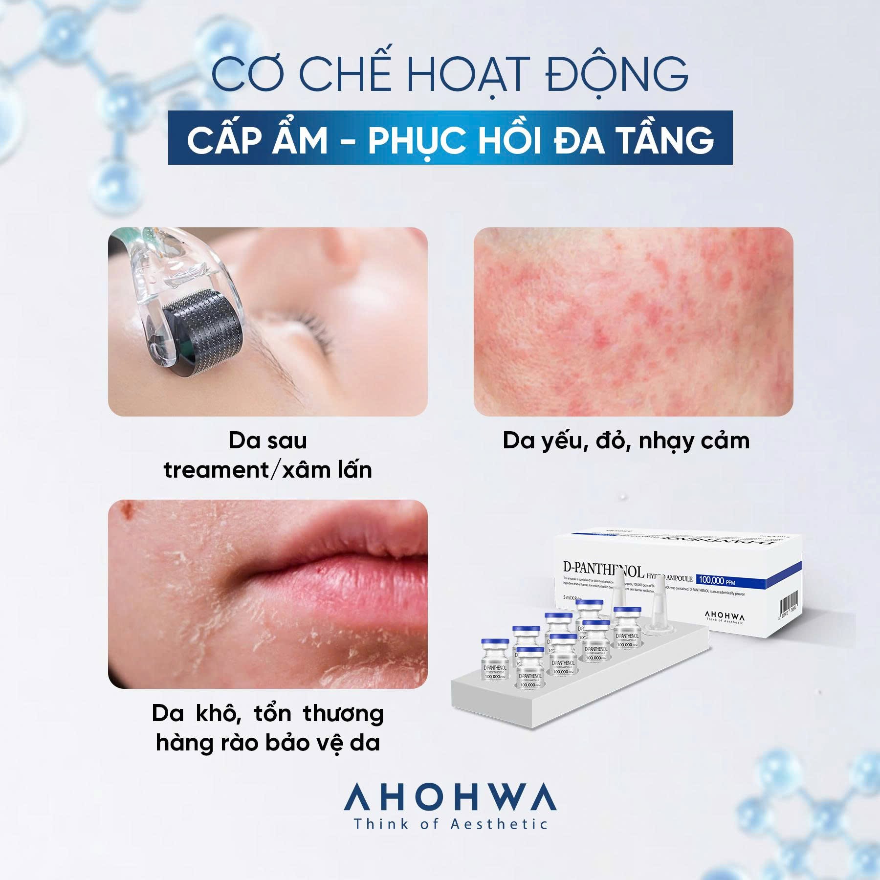 Tế bào gốc kháng viêm phục hồi tái tạo da nhạy cảm sau xâm lấn Ahohwa D-Panthenol Hydro Ampoule 13.jpg
