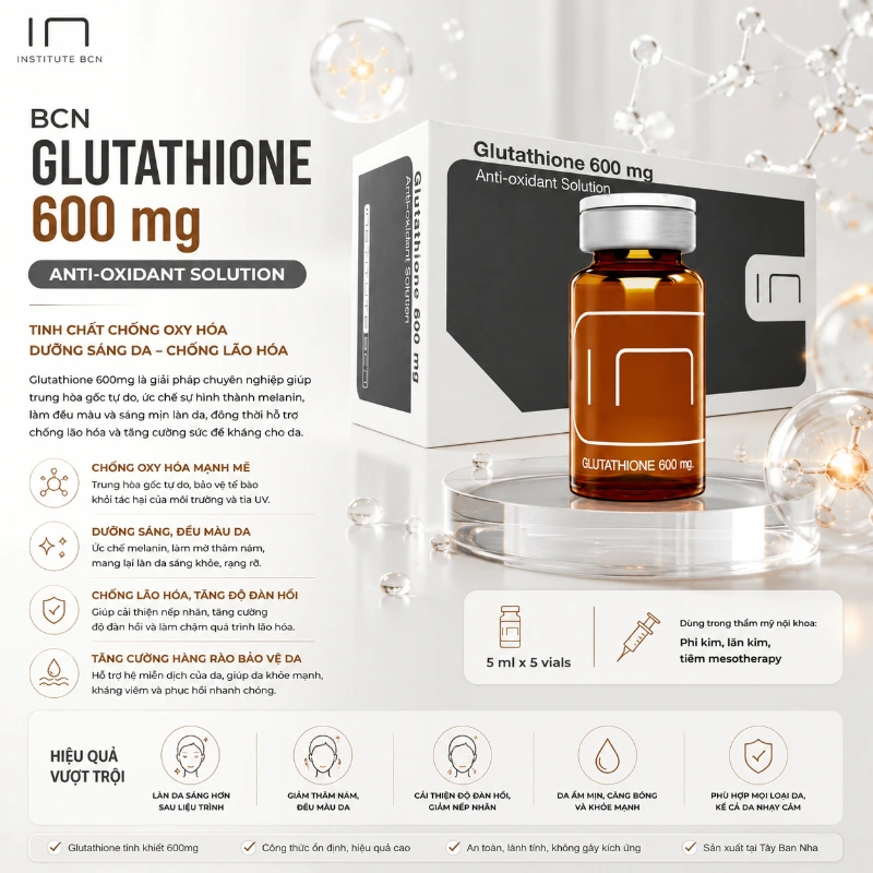 Tinh chất BCN Tây Ban Nha Glutathione 600mg trắng da mờ thâm nám