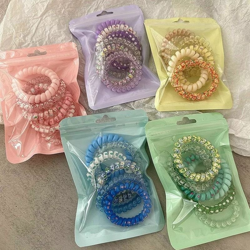Túi zip 6 cột tóc lò xo lớn nhỏ