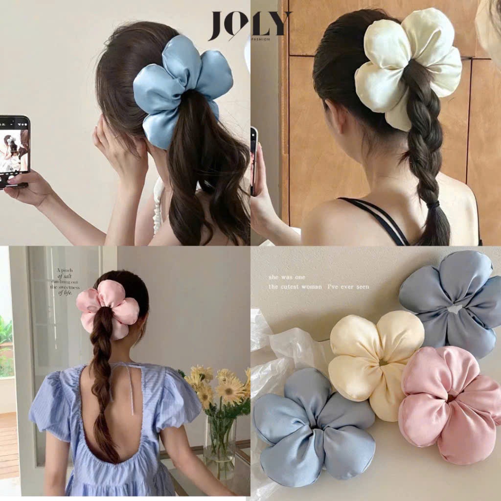 scrunchie hoa trơn bóng