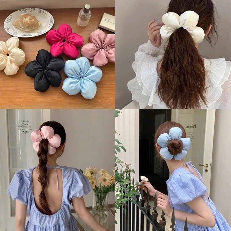 scrunchie hoa trơn bóng