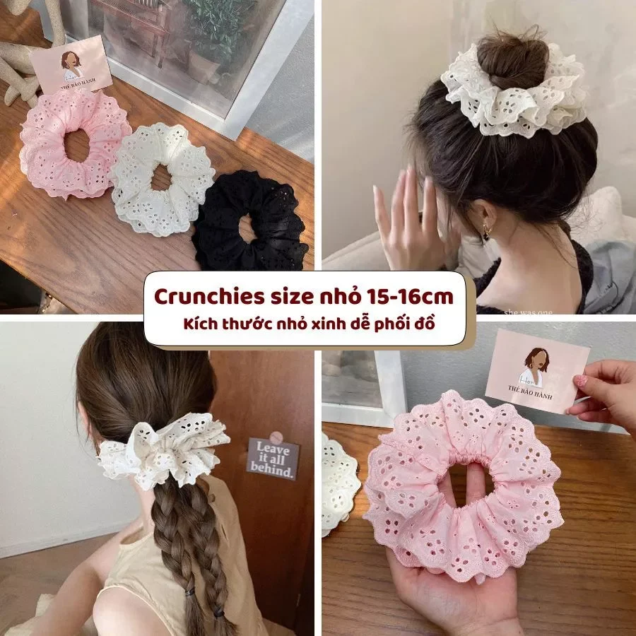 Scrunchie ren 4 lớp trắng