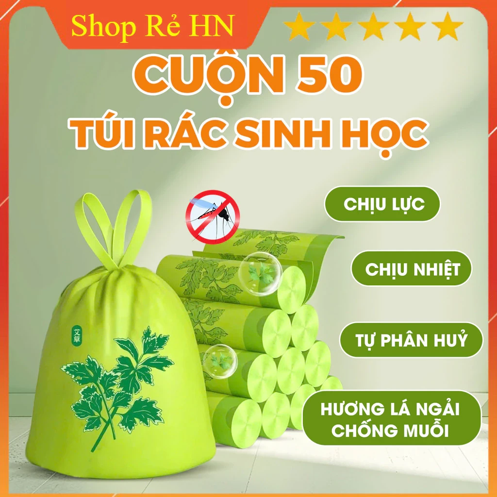 Cuộn 50 túi đựng rác ngải cứu