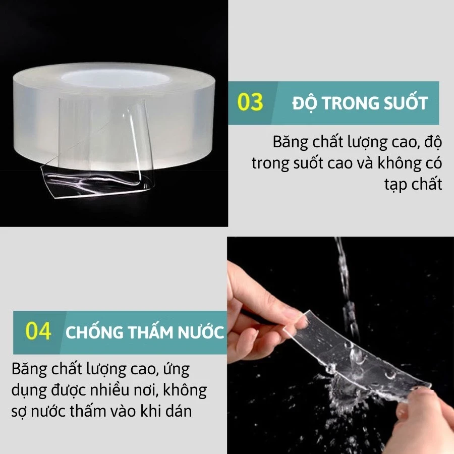 Băng keo 2 mặt nano 3m x 2cm