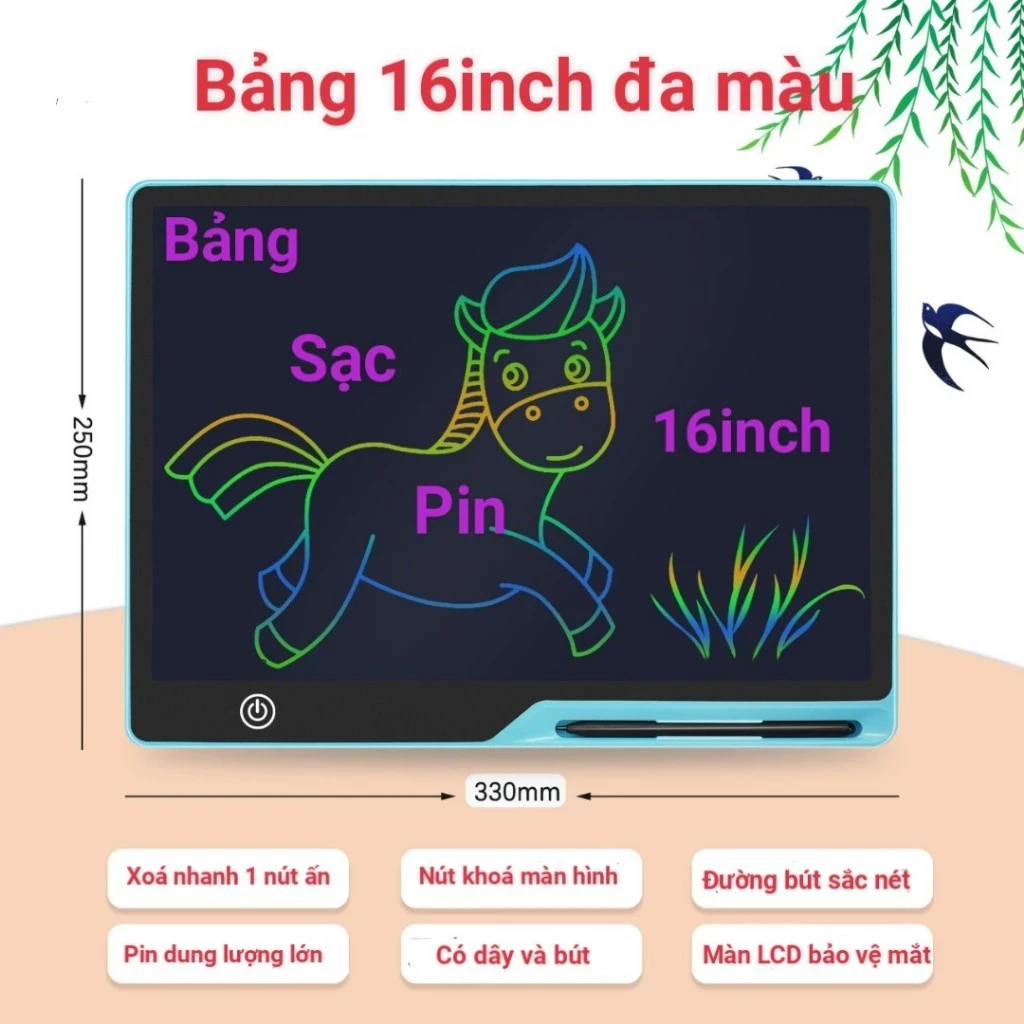 Bảng Vẽ tự xóa LCD 16 inch ngang