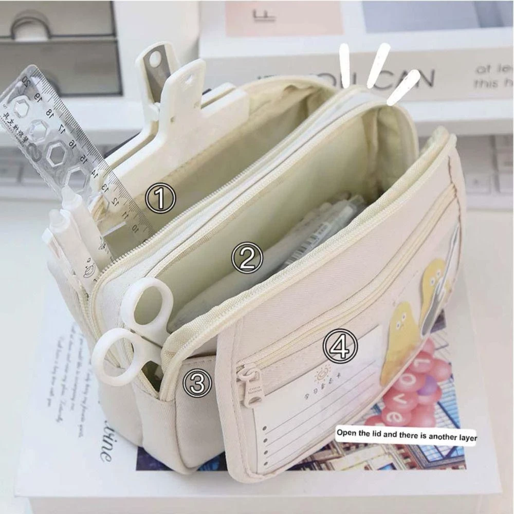Bóp viết vải 3 dây kéo có nắp