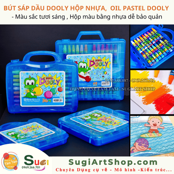 Hộp nhựa sáp dầu Dooly cao cấp - 48 màu