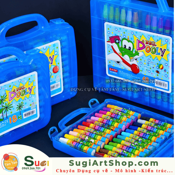 Hộp nhựa sáp dầu Dooly cao cấp - 48 màu