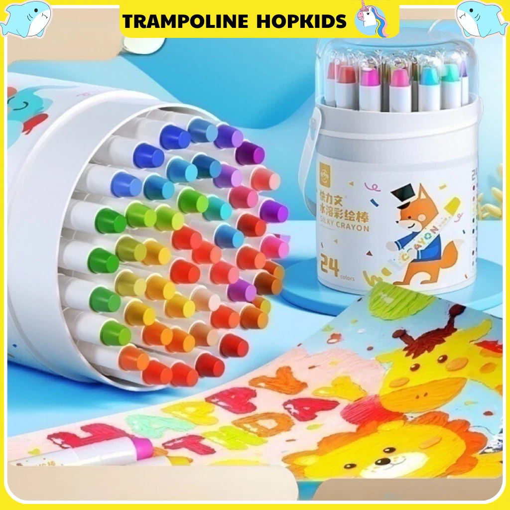 Hộp nhựa bút sáp lụa 24 màu