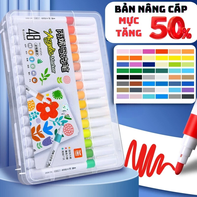 Hộp nhựa màu acrylic 60 màu