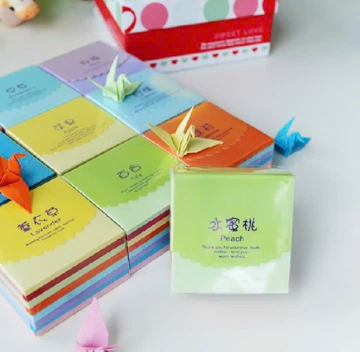 giấy gấp hạc origami nhiều màu