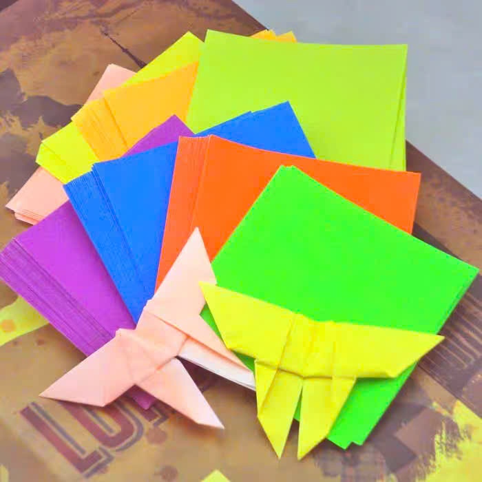 giấy gấp hạc origami nhiều màu