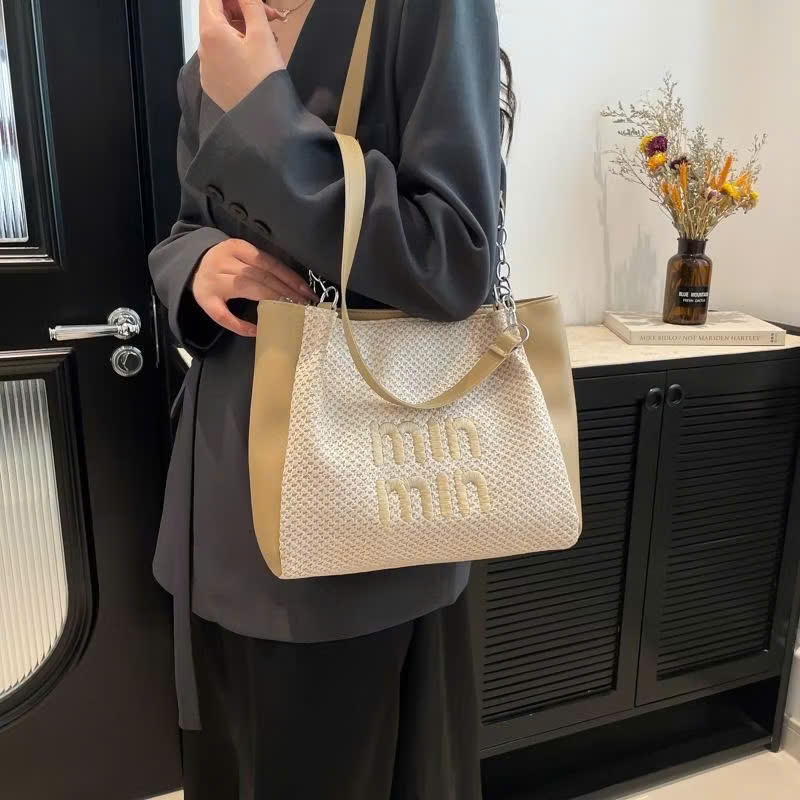 túi cói phối da MINMIN 24,5*29*11,5cm